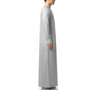 Thobe arabe confortable, vêtement musulman traditionnel avec col montant, manches longues, en coton, style décontracté pour le quotidien et la prière - Product Image 4