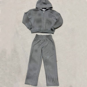 2025 High Quality Winter Vintage Washed Fleece Sweatsuits Two Pieces Custom Oversize Boxy Zip Hoodie Baggy <b>Pants</b> <b>Man</b> - Product Image 1