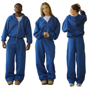 Conjunto Deportivo de Invierno para Hombre, 500 GSM, Grueso, con Cremallera, 80% Algodón, 20% Poliéster, Transpirable, con Capucha, Holgado, Estilo Informal, Gran Venta - Product Image 1