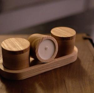 Ensemble de 2 mini bougies chauffe-plat carrées en bois, cire de soja, écologiques, décoration intérieure/extérieure pour Diwali, Noël - Product Image 1