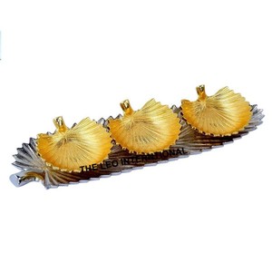 Bol rond en métal aluminium émaillé Base plaquée or Bol décoratif pour fleurs et snacks - Product Image 4