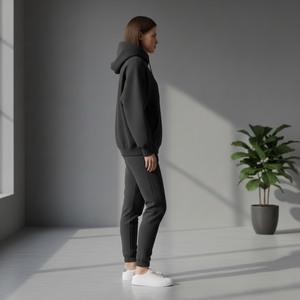 Sweat à capuche en polaire écologique pour femme, logo 3D personnalisé en relief, noir jet, streetwear minimaliste, pull de haute qualité, relief - Product Image 5