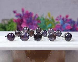 Anillo de piedras preciosas de amatista Chevron, anillo de bodas de compromiso de diseño de paz bohemio de Latón chapado en plata para mujer - Product Image 6