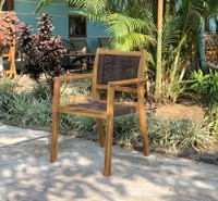 Ensemble de 2 chaises de salle à manger contemporaines en bois massif pour l'extérieur, patio, villa, cuisine, salon, école et hôpital