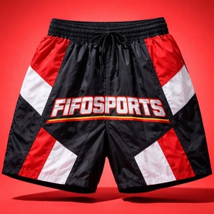 กางเกงขาสั้นวินด์เบรกเกอร์สไตล์เรโทรสำหรับผู้ชาย ผ้าโพลีเอสเตอร์ 100% ใส่สบาย เหมาะสำหรับวิ่งและเล่นกีฬา รับสกรีนโลโก้ - Product Image 1