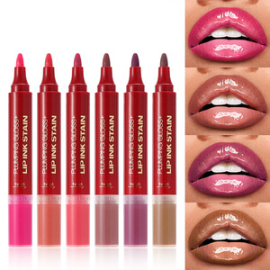 <span class=keywords><strong>Crayon</strong></span> à lèvres double embout, marqueur à lèvres aquarelle, brillant à lèvres, vente en gros, 6 couleurs - Product Image 2