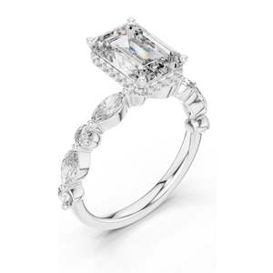 3.38 CT <b>Emerald</b> Cut Lab Diamond <b>Ring</b> for Women VVS-VS EF Clarity 18KT, 14KT, 10KT Gold & 925 <b>Silver</b> Rose, Yellow, White - Product Image 4