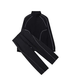 Pantalones Deportivos Personalizados, Estilo Retro, Holgados, Casuales, Negros, de Cintura Alta, para Hombre, Pierna Ancha, con Franja Reflectante, Cortavientos - Product Image 1