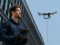 Flyaster C15 Drone de Nettoyage de Bâtiments en Hauteur 100m, 16MPa, 20L/min, Pompe et Moteur avec Tuyau de 120m, RTK FPV pour Façades et Vitres