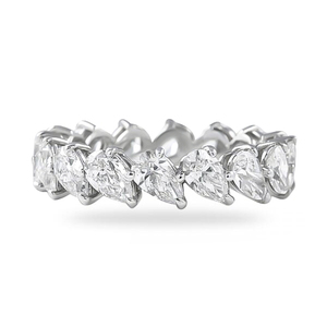 Anillo de Eternidad con Diamantes en Forma de Pera de 3.50ct, Engastado en Ángulo, Elegante Anillo de Boda para Él y Ella - Product Image 1