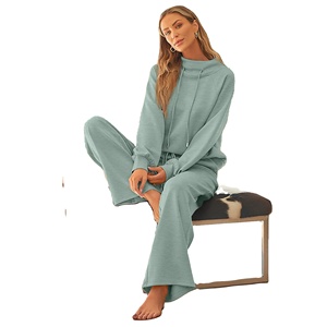 Nouveautés : Survêtements pour femmes, ensemble deux pièces avec pantalon évasé, en molleton épais French Terry, ensemble de survêtement assorti pour femmes - Product Image 2