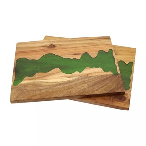 Résine artisanale indienne avec planche à fromage en bois Planche de service en résine et bois Plateau de service à fromage et planche à découper - Product Image 1