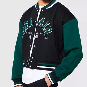 Chaquetas de bombardero de béisbol de invierno de lona personalizadas para hombres, venta al por mayor, chaquetas con letras de algodón para deportes universitarios, bordado frontal - Product Image 1