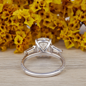 3.30 Ct 925 Sterling Silver Luxury Gemstone Ring for Women <b>Cushion</b> Cut Moissanite Diamond with Elongated <b>Cushion</b> Cut Hidden Halo - Product Image 3