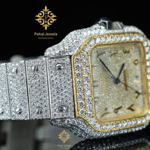 Montre de luxe pour homme avec bracelet en or blanc, qualité supérieure, diamant moissanite, style hip-hop, prix raisonnable pour offrir en cadeau en Inde - Product Image 3