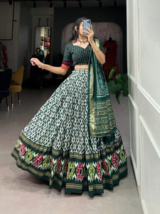 ออกแบบล่าสุด tussr Silk patola งานพิมพ์ lahenga choli - Product Image 4