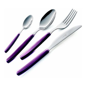 Juego de vajilla de 24 piezas de acero inoxidable cromado morado - Product Image 1