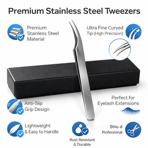 Pinzas Curvas Plateadas de Alta Calidad para Extensiones de Pestañas de Volumen, Herramienta de Precisión de Acero Inoxidable - Product Image 2