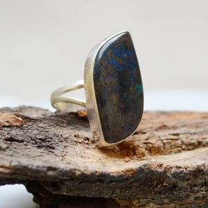 <b>Raw</b> Azurite Malachite 925 Sterling Silver <b>Raw</b> <b>Crystal</b> Malachite Wedding Gift Statement Ring Stunning Natural Gemstone Jewelry - Product Image 3