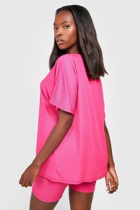 Conjuntos de gran tamaño con hombros descubiertos para mujer, ropa informal de moda urbana, camisetas sexys bordadas, 95% algodón, 5% licra, Verano - Product Image 5