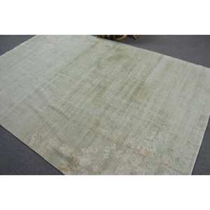 Alfombra turca Vintage moderna de 6,3x9,5 pies, diseño clásico de retazos verdes, área grande, rectángulo, patrón abstracto, Alfombra de habitación de látex de lana - Product Image 4