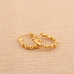 ต่างหูแบบมินิมอลชุบทอง18K พร้อมคลิปหนีบลูกปัดโลหะล้วนเครื่องประดับแฟชั่น - Product Image 4