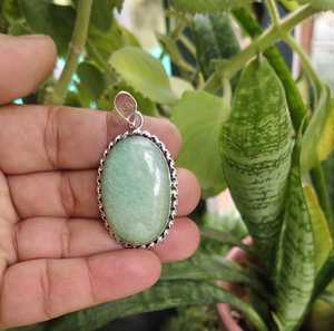 Nueva llegada de joyería de moda amazonita natural de piedras preciosas ovaladas collar plateado hecho a mano de cristal curativo - Product Image 1