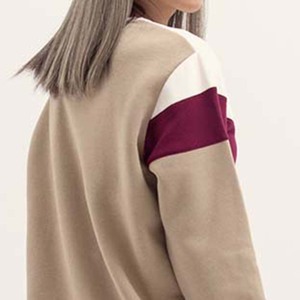 เสื้อสเวตเตอร์คอกลมปักสีบล็อกคอกลมผ้าโพลีเอสเตอร์สำหรับฤดูหนาว - Product Image 6