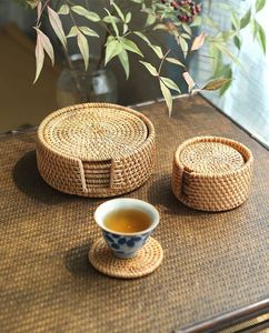 Posavasos elegantes para tazas de té y café de ratán de yute, mesa de diseño admirable, alfombrillas y almohadillas clásicas, posavasos estándar para utensilios de cocina - Product Image 1