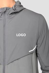 Chaqueta deportiva de lona ligera de fábrica de alta calidad con cuello levantado de poliéster con logotipo reflectante elegante para hombre - Product Image 5