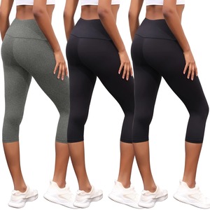 3 Pack Women's High Waisted Capri Super Soft <b>Tummy</b> <b>Control</b> No See Through Workout Yoga Running Athletic Push Up <b>Gym</b> <b>Leggings</b> - Product Image 5