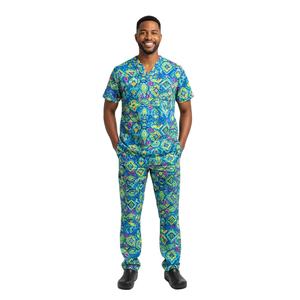 ชุดสครับผู้ชายระดับมืออาชีพพิเศษ ปรับแต่งได้ ทนทาน สวมใส่สบาย เสื้อคอวีและกางเกง ชุดยูนิฟอร์มสำหรับคลินิกและโรงพยาบาล คุณภาพพรีเมียม - Product Image 5