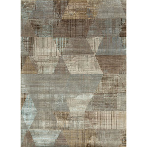 พรมขนสัตว์ผสมไหมไผ่ถักมือสีน้ำตาลเบจ รุ่น Unstring Srb(730) สำหรับบ้าน ลายเรขาคณิต รูปทรงสี่เหลี่ยมผืนผ้า สำหรับห้องนั่งเล่นและทางเดิน - Product Image 1