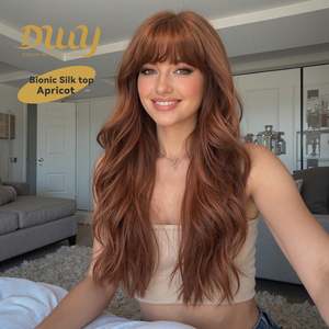 วิกผมยาว 24 นิ้ว ทรงคาวบอย ยี่ห้อ DWY New Technology รุ่น Long Wave สีแอพริคอต วัสดุใยสังเคราะห์แบบ Bionic Silk พร้อมหน้าม้า ไม่ต้องใช้กาว สำหรับผู้หญิง - Product Image 4