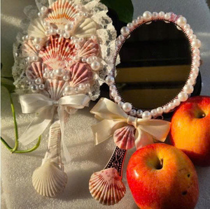 Seashell Hand <b>Mirror</b> Handmade Vietnam Shell Art Beauty Tool - Product Image 1