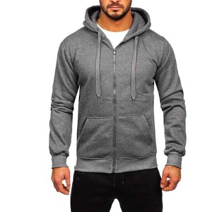 Chándal Informal de Algodón para Hombre, Color Gris, con Capucha, Cierre de Cremallera, Manga Larga, Color Sólido, con Bolsillos Laterales, Estilo Otoñal, Corte Regular - Product Image 5