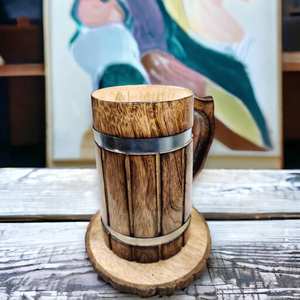 Plateau moderne en bois naturel Ahad Handicrafts 9 x 9 pouces, capacité de 500 à 1000 ml, décoration d'intérieur, service de vin, café, cocktails, fêtes, bière - Product Image 1