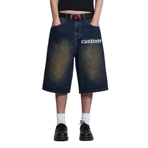 Custom <b>Embroidered</b> Straight Breathable Summer <b>Jeans</b> Shorts Unisex Loose Fit Denim High Quality Streetwear Wholesale - Product Image 2