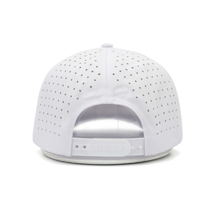 Casquette de baseball personnalisée 6 panneaux blanc unisexe, polyester/coton broderie laser trou perforé en caoutchouc casquette de baseball chapeaux de sport - Product Image 5