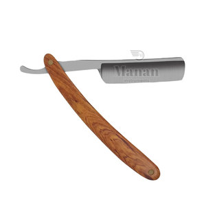 Navaja de Barbero de Alta Calidad para Hombres, para Corte de Cabello y Recorte de Barba, Navaja Recta de Acero Inoxidable con Mango de Madera - Product Image 2