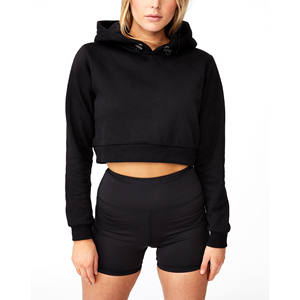 Directo de fábrica, sudaderas con capucha recortadas para mujer, sudadera con estampado de mujer, Top corto, sudaderas con capucha recortadas para mujer, 65% algodón, 35% poliéster - Product Image 1