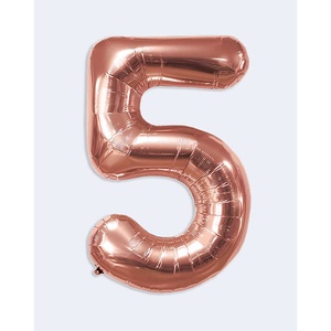 Palloncino Numero 5 in Oro Rosa 45cm per Decorazioni Festive - Product Image 1