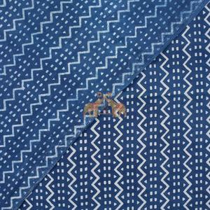 Tissu en coton indigo imprimé à la main en zigzag de haute qualité, en gros, personnalisé, pour robes de femmes pour l'été, tissu indien - Product Image 3