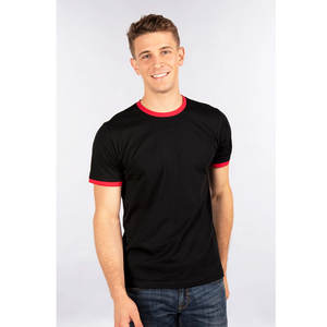 เสื้อยืดคอกลมคอปกและแขนสีตัดกันเสื้อยืดโพลี/ผ้าฝ้ายเสื้อยืดเปล่าสำหรับทุกเพศเสื้อยืด CVC ออกแบบได้ตามต้องการ - Product Image 2