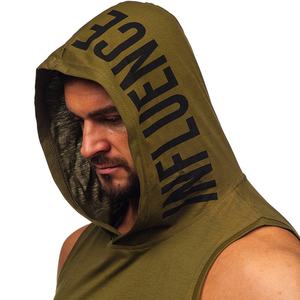 Camiseta sin mangas de gimnasio con capucha para hombre con logotipo personalizado Tela transpirable ecológica Estilo de calle principal Servicios OEM - Product Image 6