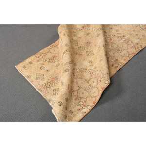 2.5x5.7 ft Rug, Turkish Rug, Vintage <b>Brown</b> <b>Wool</b> Bordered Rug - Product Image 4