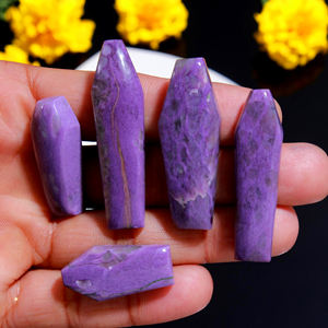 Charoite violette naturelle pierre précieuse russe Cabochon cristal de Charoite pierre en vrac les deux côtés polonais à la main énergie guérison cristal Lot - Product Image 6