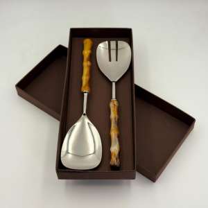 High Quality Metal Stainless Steel Large <b>Salad</b> Serving <b>Spoons</b> with Resin Handle Handmade Used for Home and Restaurant - Product Image 2