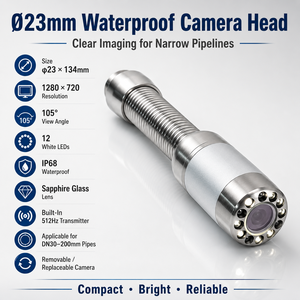Cámara de Inspección de Tuberías de Alcantarillado Portátil WOPSON WPS A2 C23L, Cable de 50 m, Pantalla de 9 Pulgadas, Cámara de Drenaje IP68 con Localizador de 512 Hz - Product Image 4