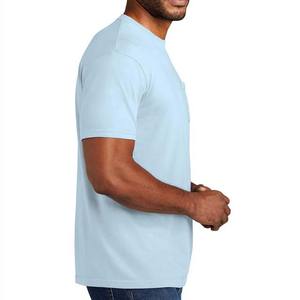 T-shirts pour hommes sur mesure OEM avec poche poitrine, motif uni, couleur personnalisée, coton polyester, t-shirts d'été pour hommes - Product Image 3